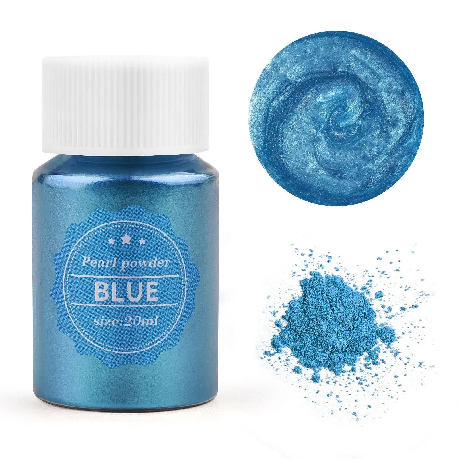 24 Farben, 15 g Glimmerperlenpulver für die Herstellung von Epoxidharz, Seife, Kerzen und Schmuck – natürlicher Pigmentfarbstoff für DIY-Projekte 20ml blau