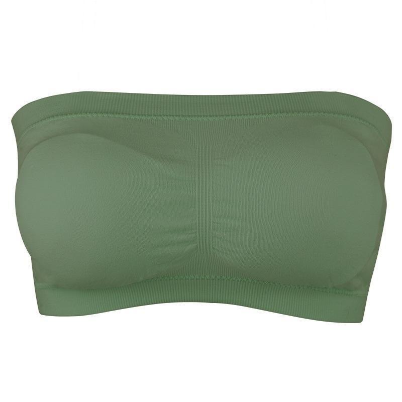 Damen Tube Top Trägerloser Bandeau-BH Unterwäsche Damen Bralette Nahtlose trägerlose Tops Hohl umwickelte Brust-BHs 2XL grün