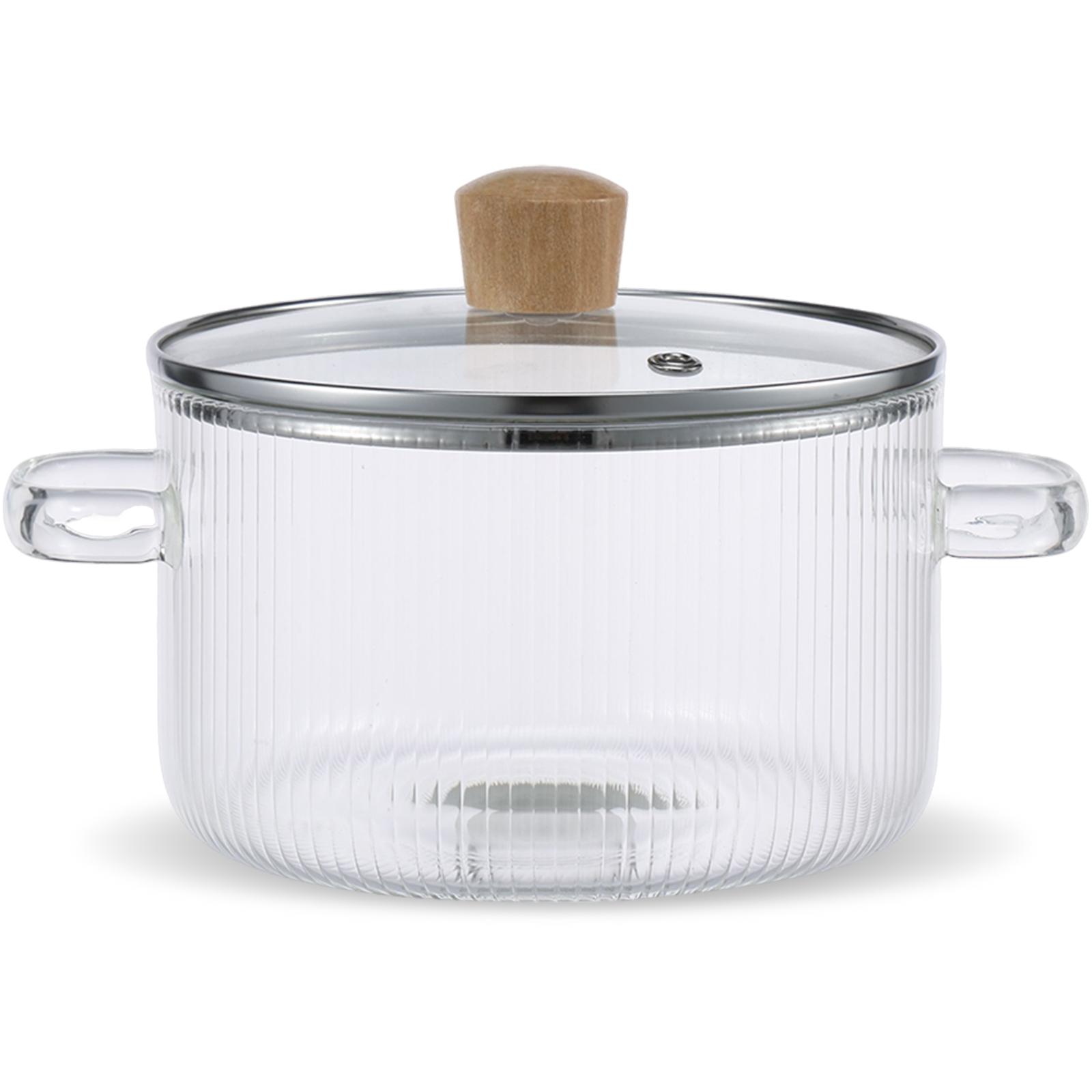 Klarer Kochtopf mit Deckel 1,6L Hitzebeständiger Glas-Suppentopf Doppelgriffe Glas-Stieltopf Küchenkochwerkzeuge Glas-Stieltopf gray