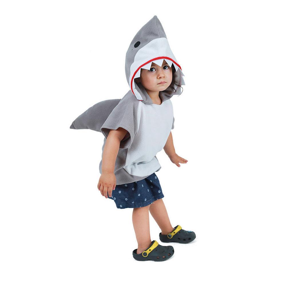 Niedliches Kapuzenhai-Cosplay-Halloween-Kostüm für Kinder, Tier-Kapuzenpullover, Kleinkind, Karneval, Party, Cartoon-Kostüm S grau