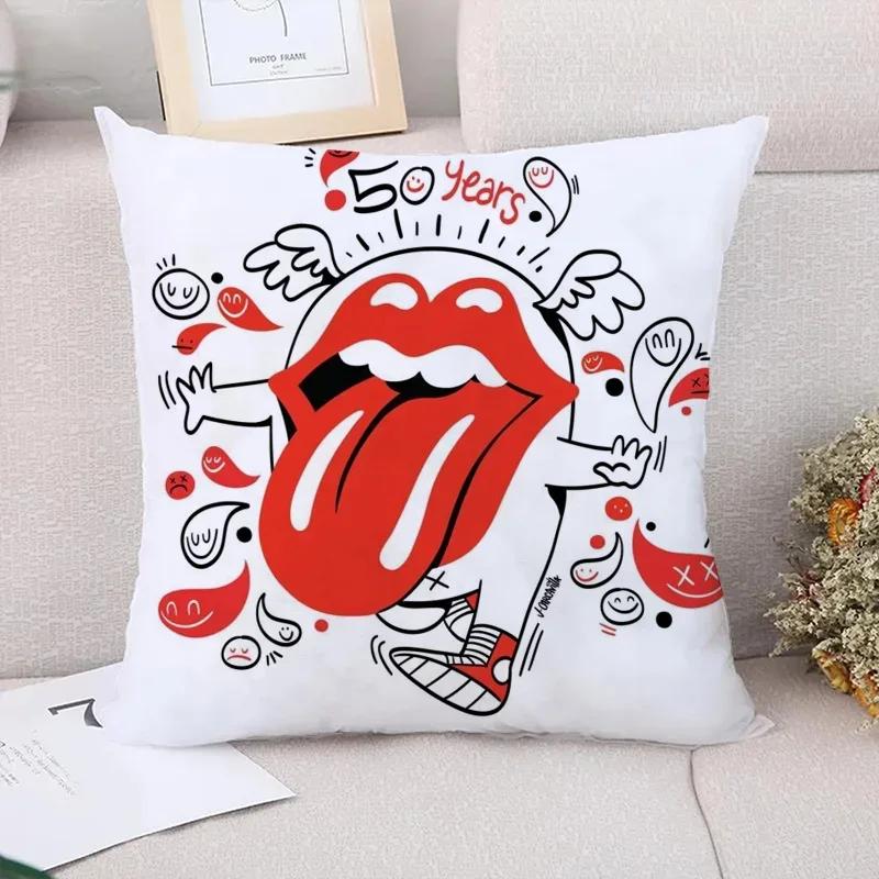 Dekorative Kissen für Sofa Rolling Stones Kissenbezug x Paar Kissen Kissenbezüge x x Kissenbezüge Bett 45x45cm rosa