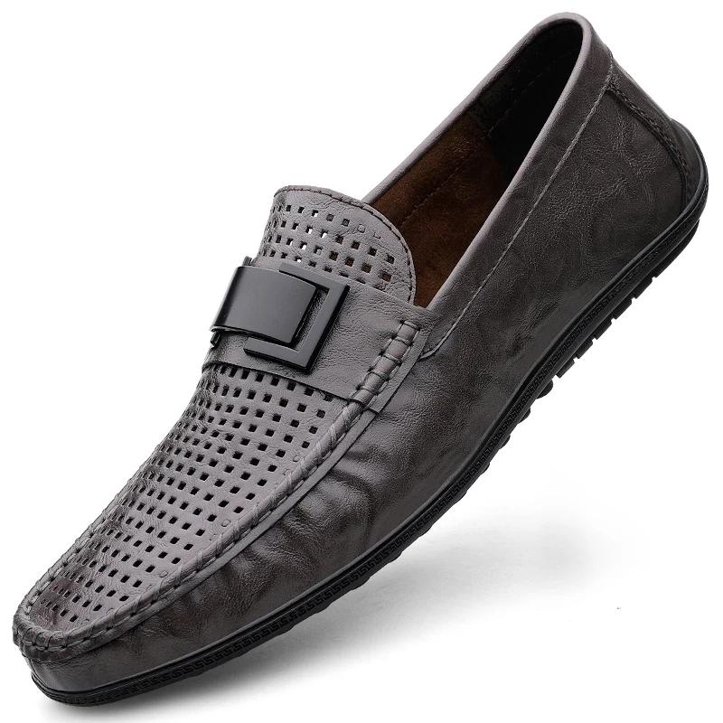 Hochwertige Lochmuster-Loafer Leder Herrenschuhe Businessschuhe Slipper Formelle Schuhe Männliche Hochzeitsschuhe Flache Schuhe Lässige Business-Schuhe 43
