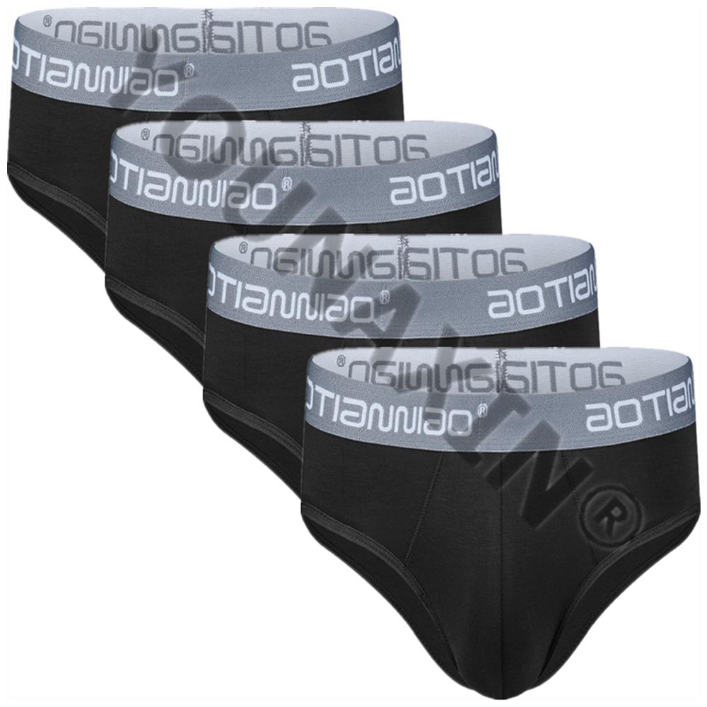 4 Stück große Slips für Herren, Unterwäsche, Unterhose, für Herren, große Schlüpfer, Unterhose, Modal-Unterwäsche, L, XL, 2XL, 3XL, 4XL, 5XL 5XL schwarz