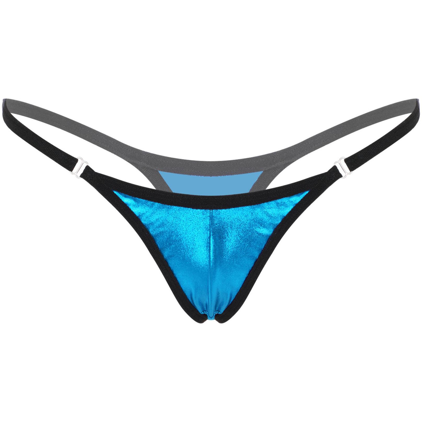 Glänzender Micro-Tanga mit niedrigem Bund für Damen, sexy G-String-Unterwäsche, Bikinihose One Size himmelblaue