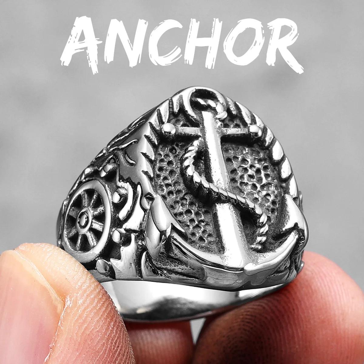 Anker Leuchtturm Ozean Matrose Schiff Herrenringe Edelstahl Punk Vintage Coole Sachen Modeschmuck für Frauen Geschenk 13 white