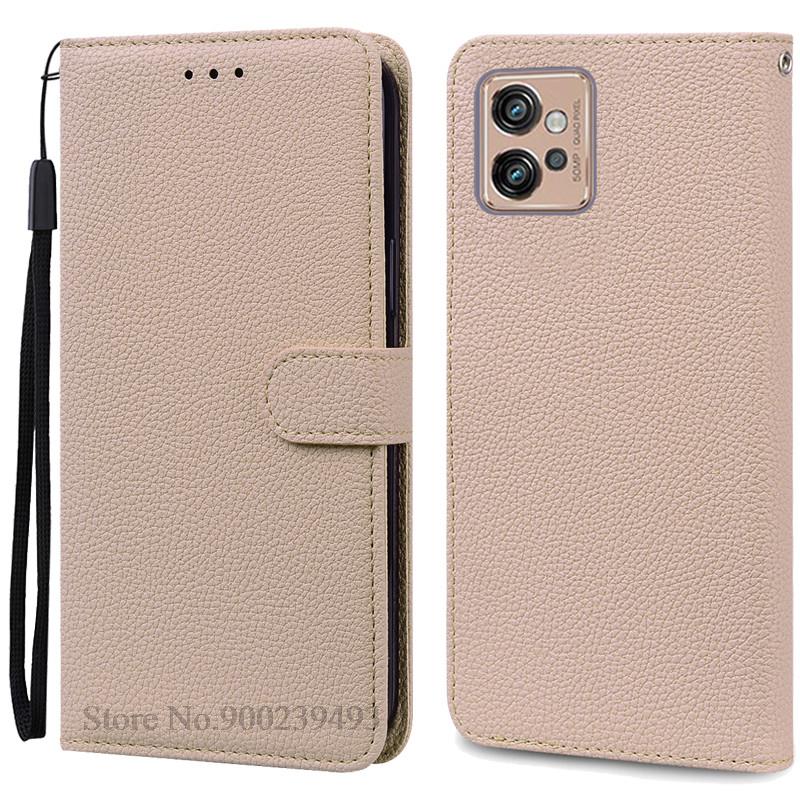 Ledertasche für Motorola Moto G32 Hülle Magnetische Flip-Wallet-Hülle Abdeckung für Moto G32 MotoG32 G 32 Kartenfach Handyhüllen Fundas for Moto G32 beige