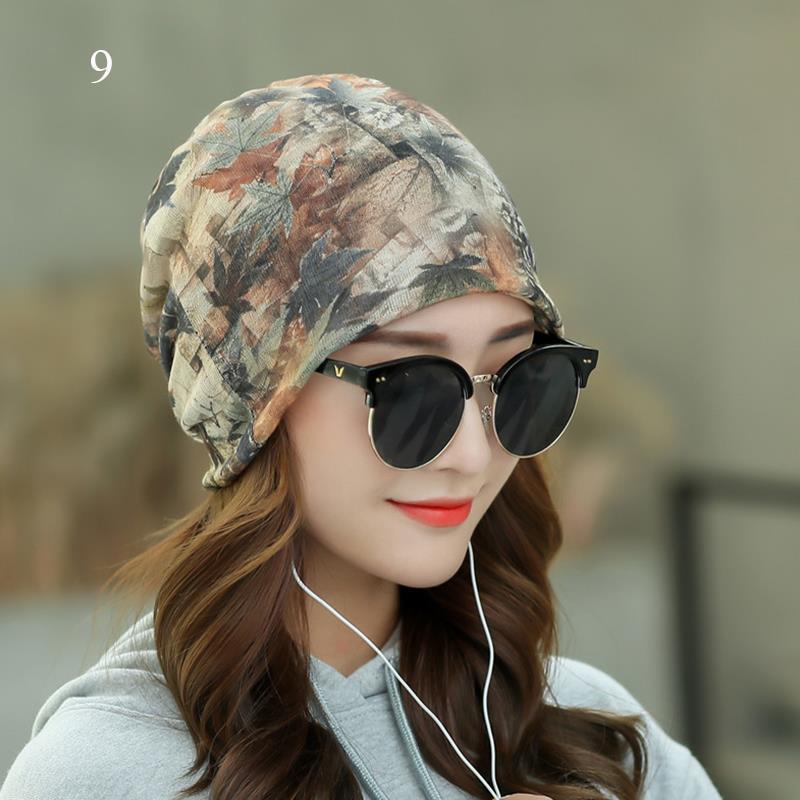 Vintage Beanie Mützen für Damen, Frühling und Sommer, dünne Pullovermütze, atmungsaktive Turbanmütze mit Blumendruck, warme Ohrenmütze