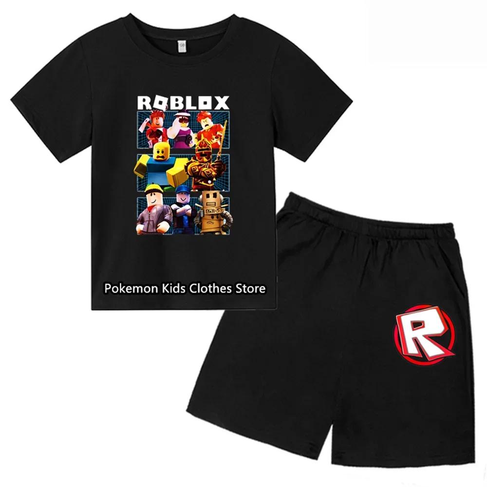 2025 MINISO Roblox T-Shirt Kinderkleidung Mädchen Tops Sommer Baby Shorts Sport T-Shirt Jungen Shorts Kinderkleidung Anzug 414 Jahre 100