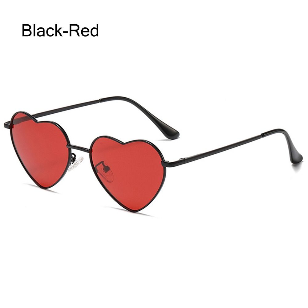 Vintage Metallrahmen Ausgefallene Accessoires Herz Sonnenbrille 90er Jahre Brille Herzförmige Sonnenbrille Shades Black-Red