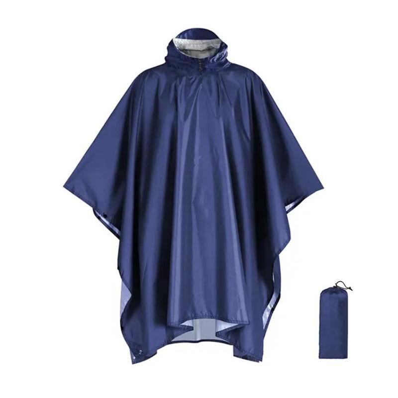 3-in-1-Outdoor-Regenmantel mit Kapuze für Fahrrad, Motorrad, Radfahren, wasserdichter Regenmantel, Regenponcho, Camping, Wandern, Reiseregenbekleidung, Zelt, Reiseregenbekleidung, Zelt dunkelblaue