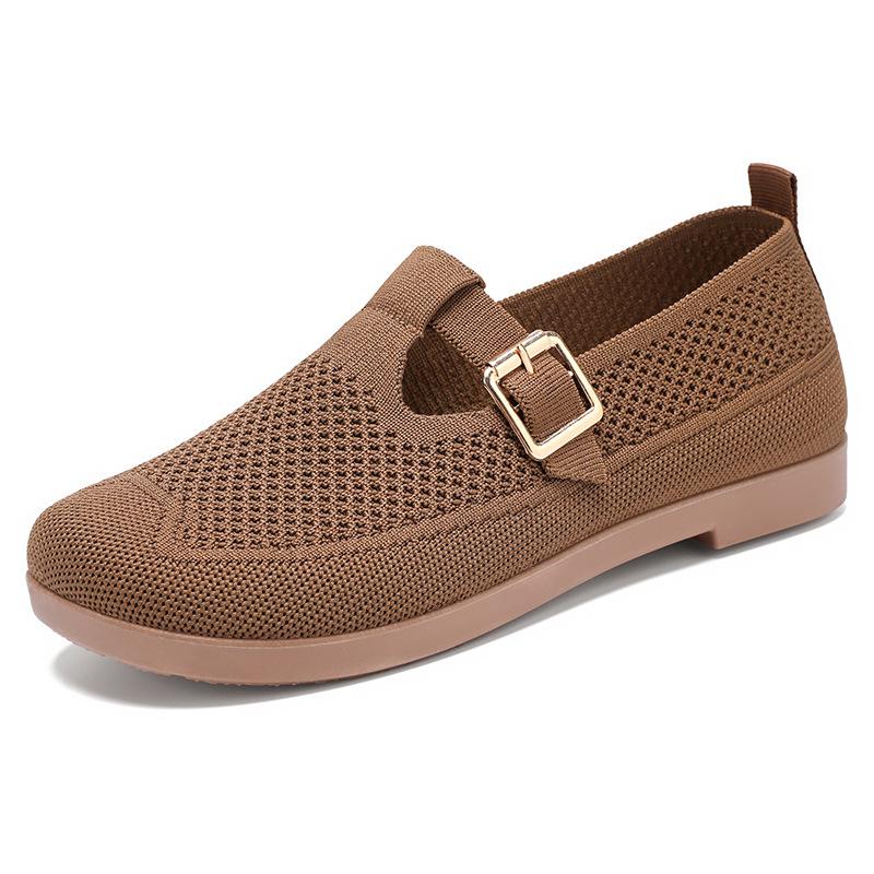 Vielseitige Damenschuhe für den Sommer, Schuhe aus Mesh-Gewebe, Damenschuhe mit weicher Sohle, die die Füße nicht ermüdet 39 kaffeebraun