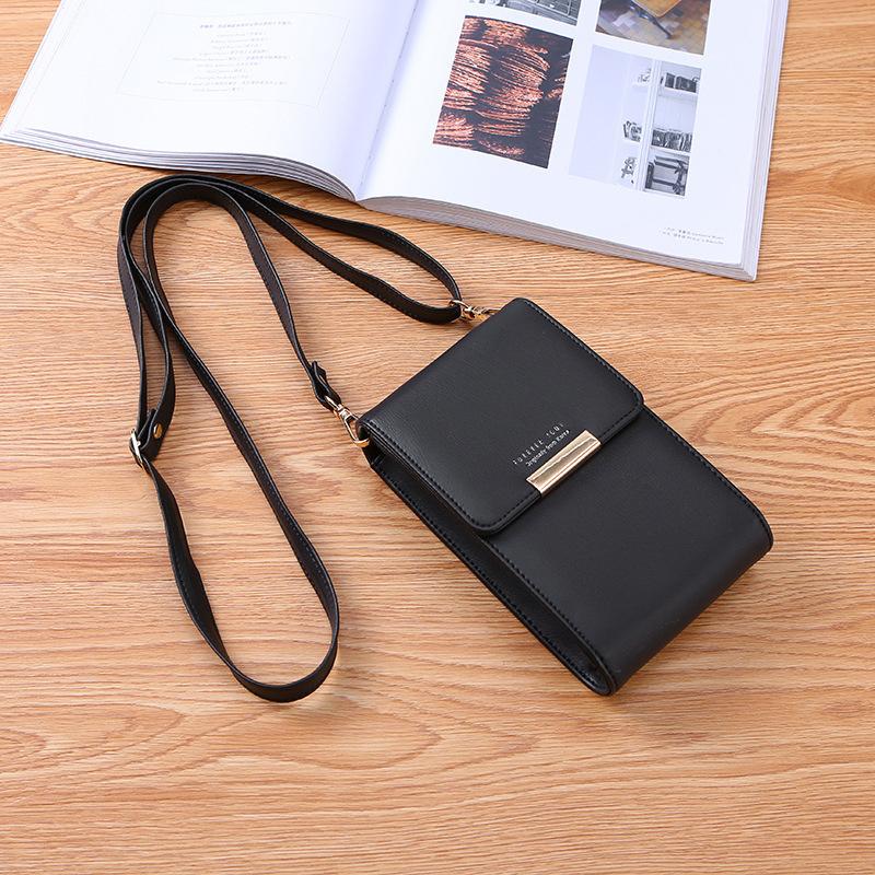 Multi-Funktions-Schultertasche für Frauen, Karte, Handytasche, Pu-Leder, Damen-Umhängetaschen, Handtaschen, Geldbörse, weibliche Messenger-Taschen 10.5x4x17cm schwarz