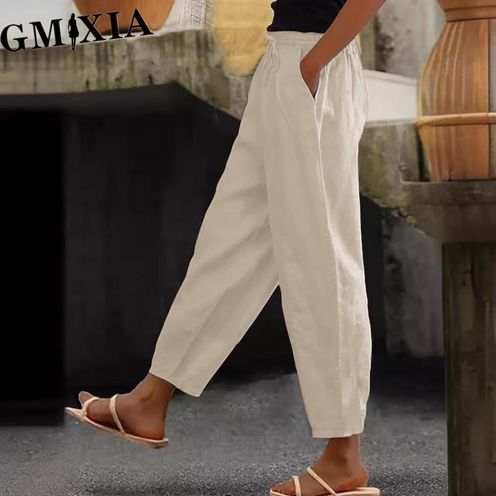 GMXIA Damenmode Lässige Einfarbig Bedruckte Hosen & Caprihosen XXXXL khaki