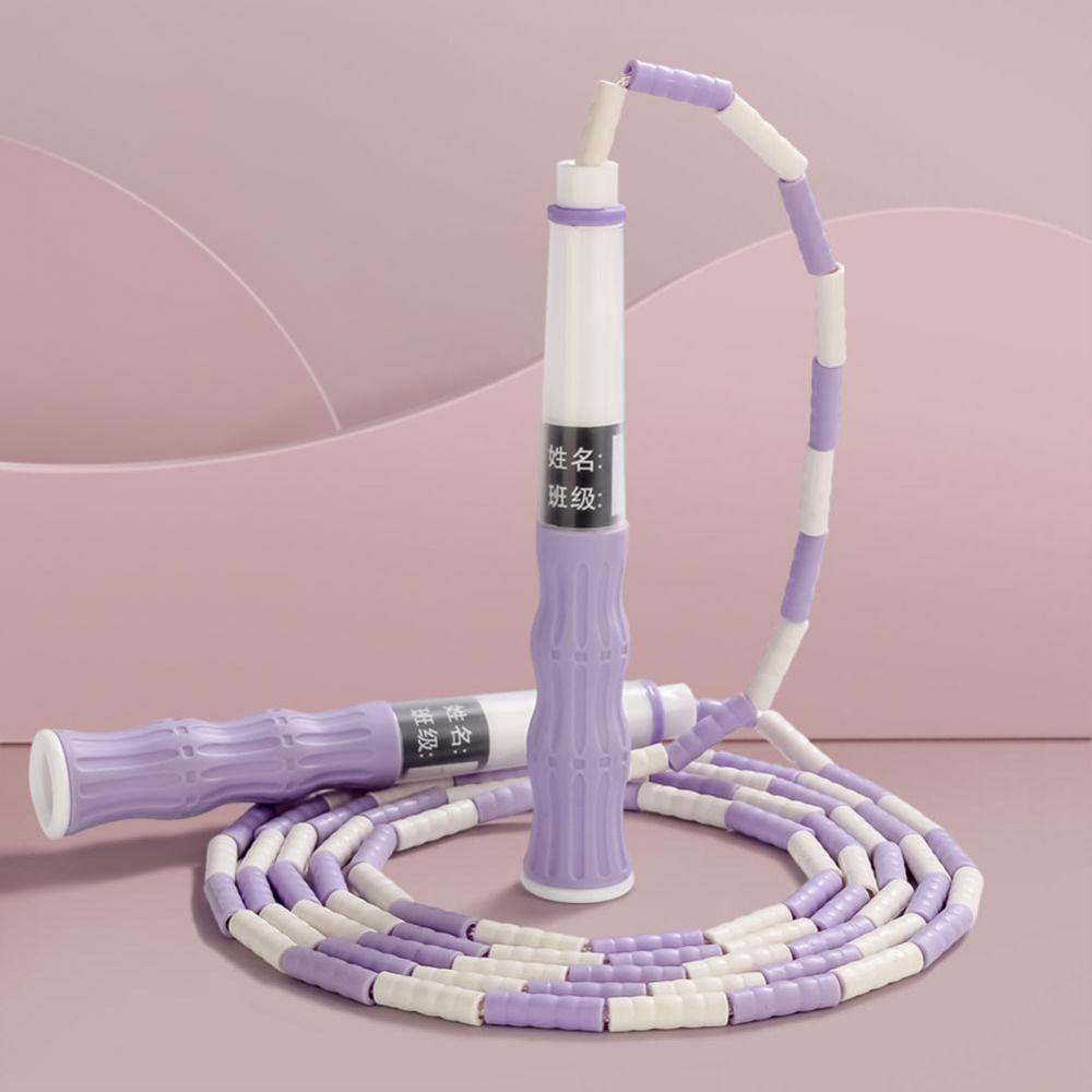 Signable Soft Bead Springseil, verstellbare Länge, segmentiertes Fitness-Springseil, Gewichtsverlust, Fitness violett