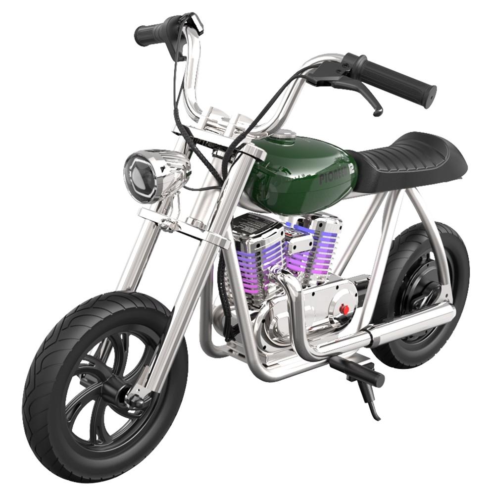 HYPER GOGO Pioneer 12 Plus mit App, Elektro-Motorrad für Kinder, 12 Zoll Luftreifen, Bluetooth-Lautsprecher Pioneer 12 Plus App grün