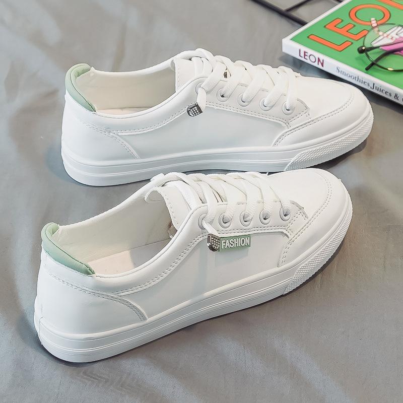 Weiße Schuhe für Damen im Frühling, vielseitig für Studenten, atmungsaktive und lässige flache Schuhe, Mesh-Board-Schuhe 37 grün
