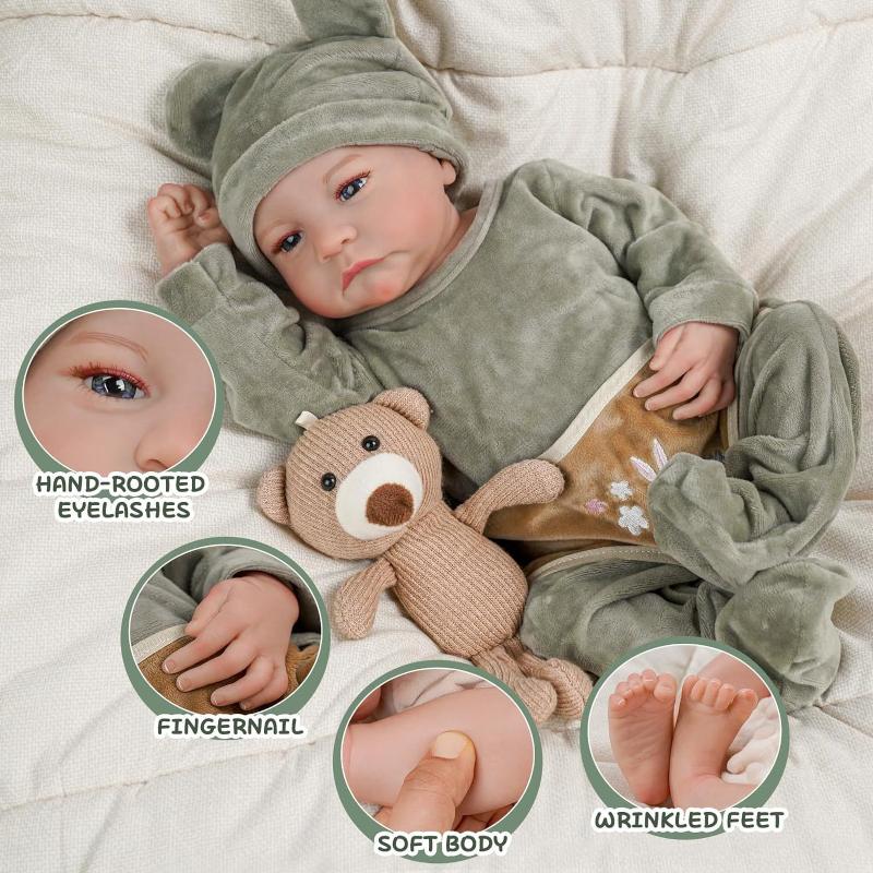 45CM Waschbar Lebensechte Weiche Hand-gemalt Simulation Baby Reborn Puppe Kinder Begleiten Spielen Puppe Boy