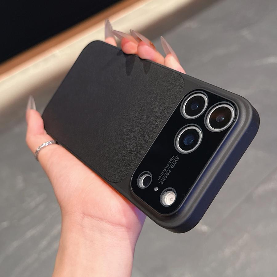 Hülle für iPhone 17 Pro Max Hülle Vollständiger Kameraschutz Ultradünnes PU-Leder Großes Fenster Handyhülle Minimalistisches Design für iPhone 16 15 14 13 12 11 iPhone 17 Pro Max schwarz