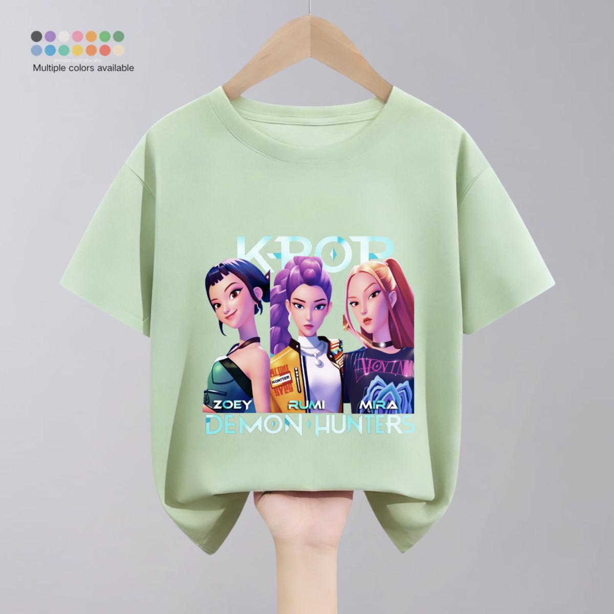 Kpop Dämonenjäger Kinderkleidung T-Shirts Sommer Neue Mode Beliebte Kurzarm Oberteile T-Shirt Kinderkleidung Lässige T-Shirts 110