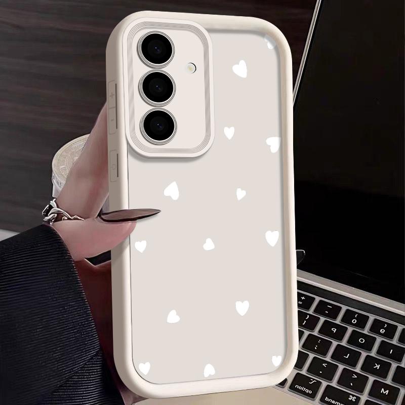 Kleine Herzmuster Handyhülle für Samsung S25 S24 FE S23 Ultra S22 A16 A15 A55 A35 A54 A34 A14 A17 A37 A57 S26 Matt Stoßfest Weiche TPU Hülle Samsung S23 beige