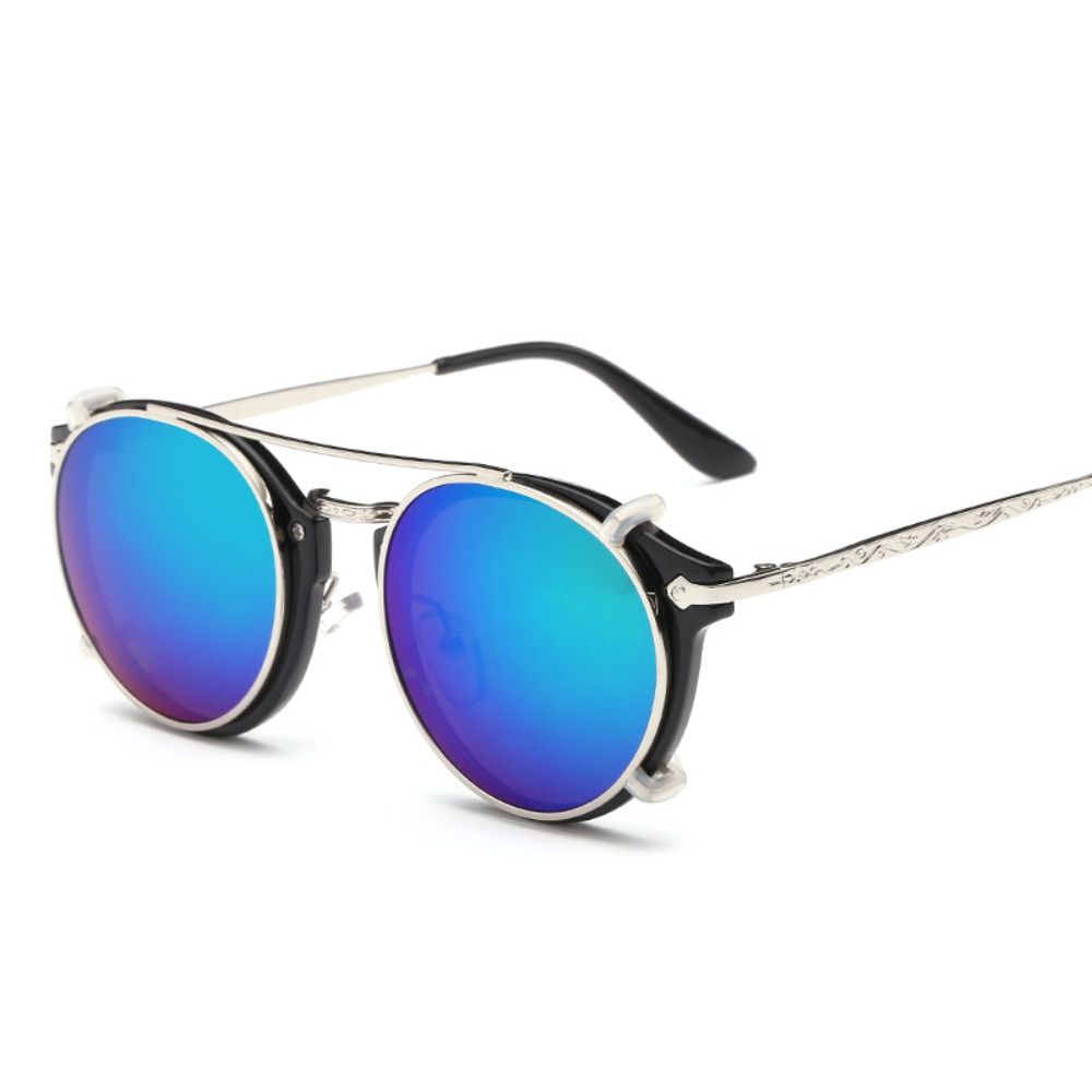 Doppelschicht Steampunk Klapp-Sonnenbrille Klappabdeckung Schwarze Gläser Brille Computerbrille Zwei Nutzungsarten Punk-Brille