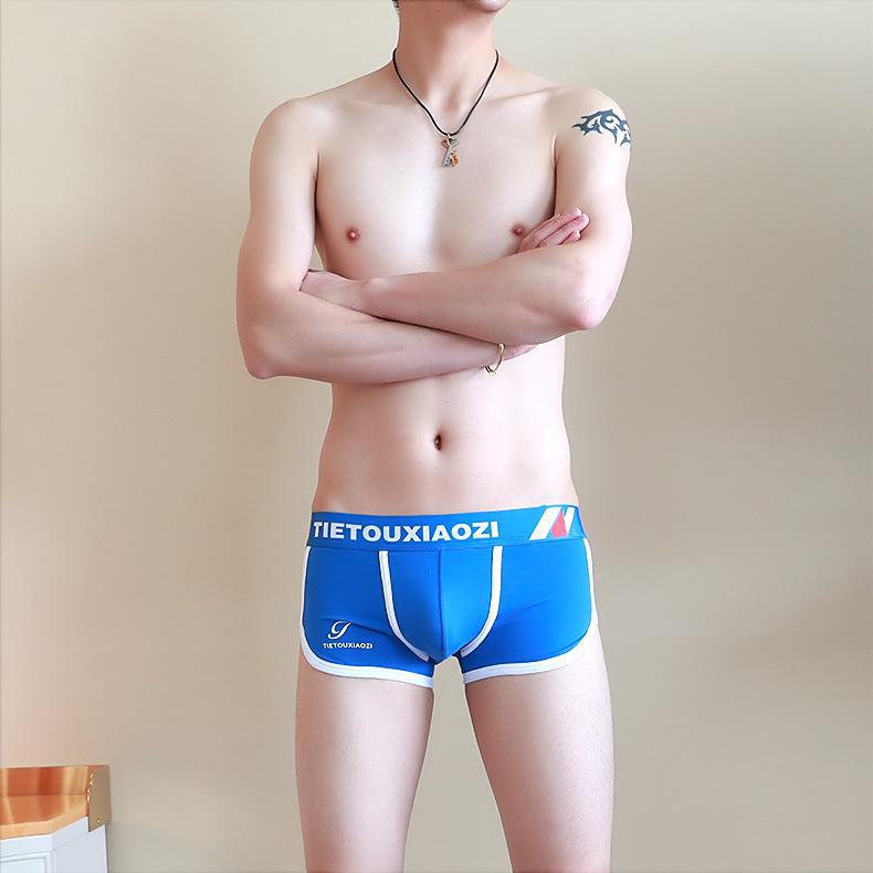 Herren-Boxershorts aus Baumwolle mit niedriger Taille im koreanischen Stil – trendig und personalisiert XXXL blau