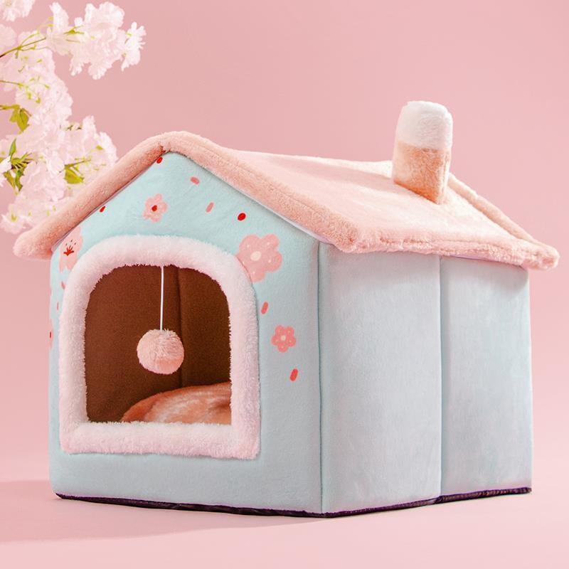 Faltbares Katzenbett Haustier Hundehütte Winter Katzenvilla Schlafzwinger Abnehmbares Warmes Nest Geschlossene Zelte Höhle Sofa Haustierbedarf S(30x36x31cm)