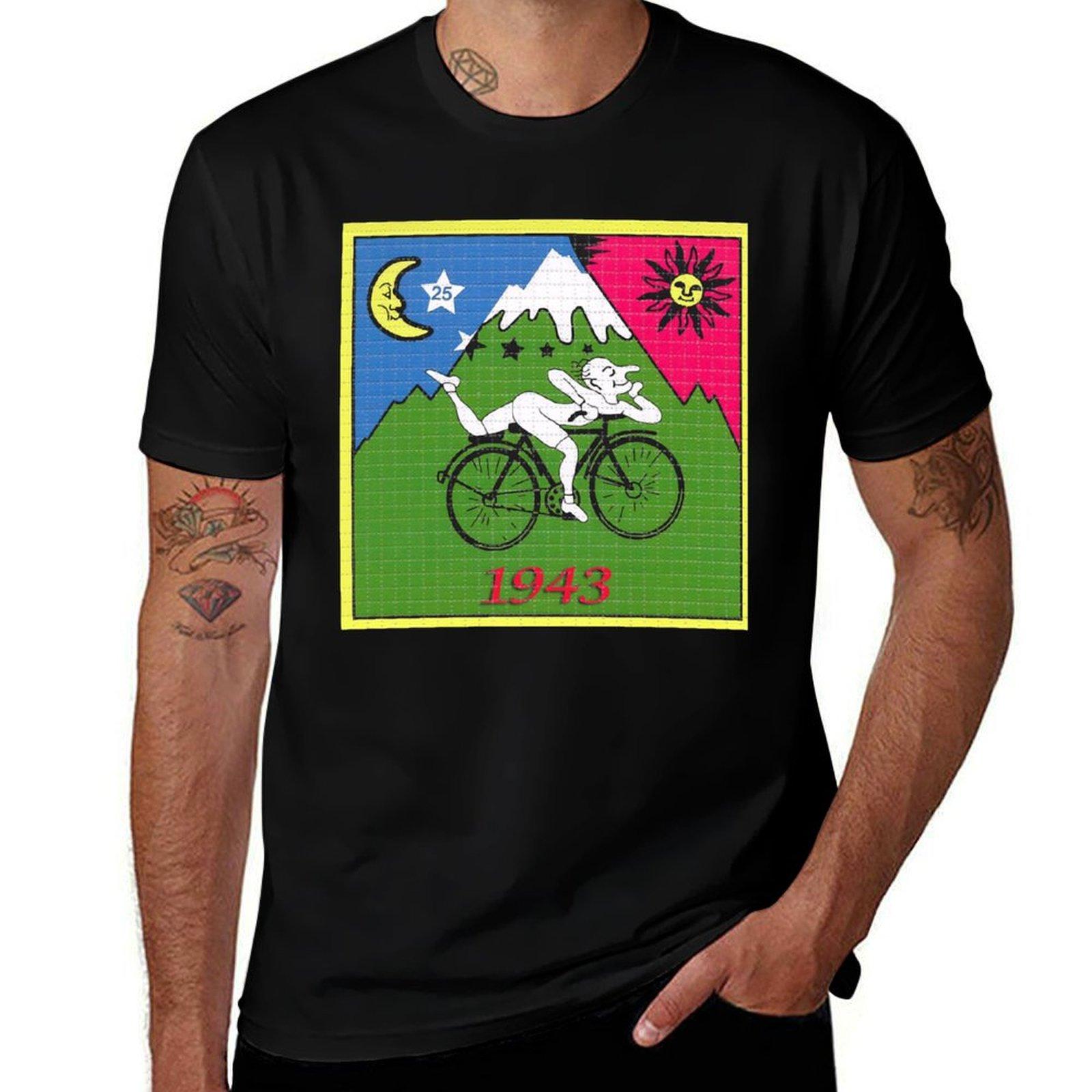 Lsd Albert Hofmann Fahrradtag T-Shirt T-Shirts für Mann Baumwolle weich Mann Grafik T-Shirt Mann T-Shirts für Männer T-Shirt M