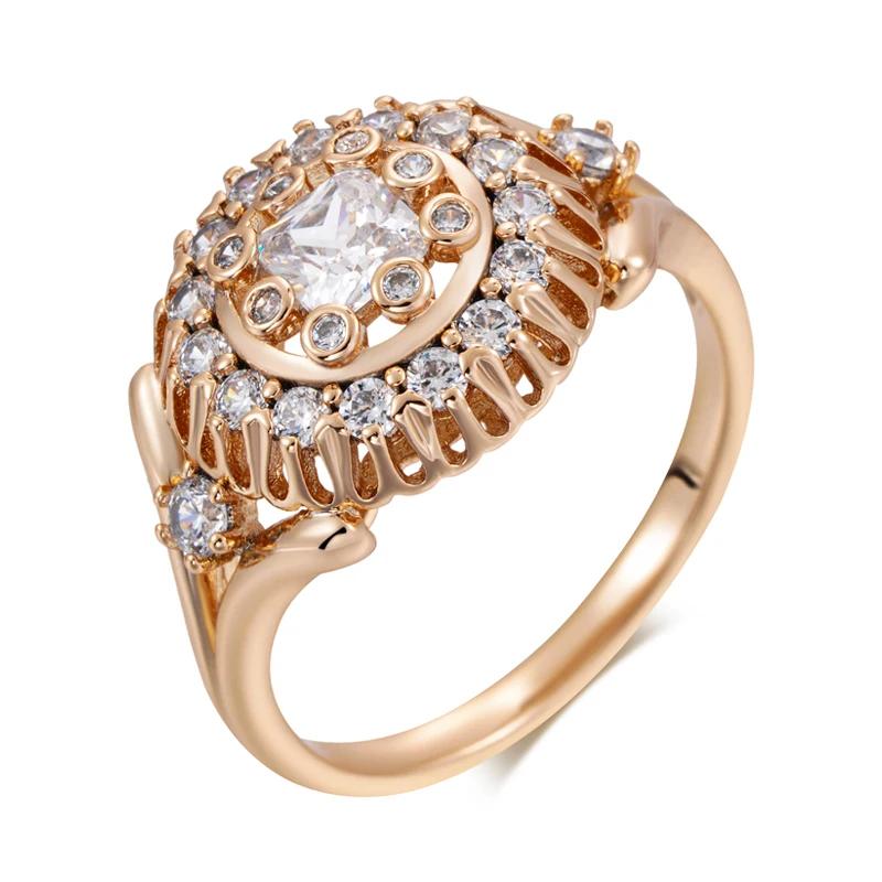 Goldene Hohle Textur Weiß Zirkon Große Ringe Vintage Frauen Ringe Luxus Hochzeit Schmuck Frauen Bling Schmuck 10