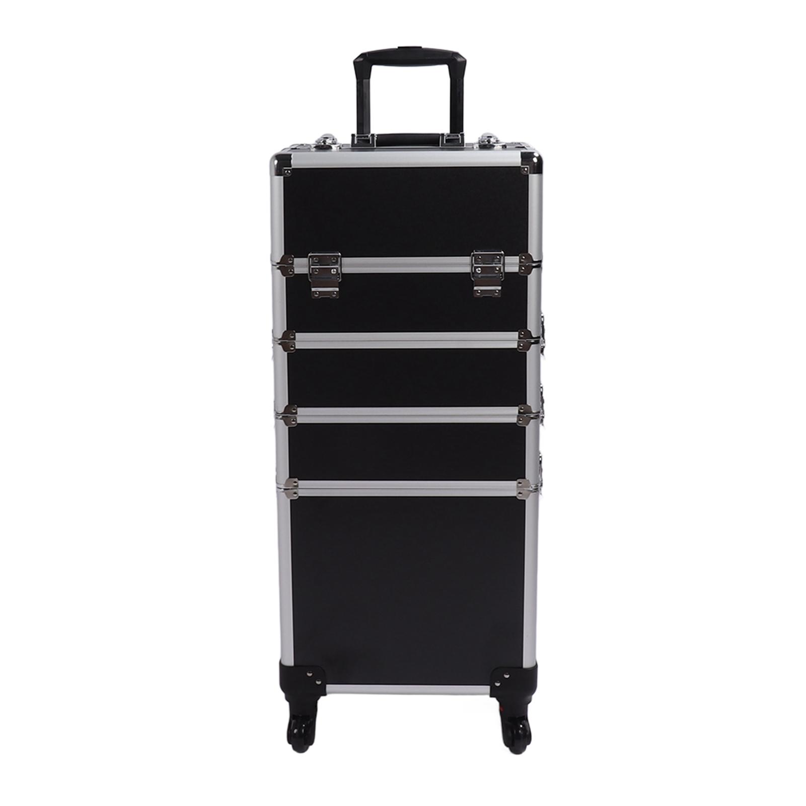 4 in 1 Tragbarer Kosmetik Beauty Friseur Make-up Trolley Tragetasche Koffer Box weiß