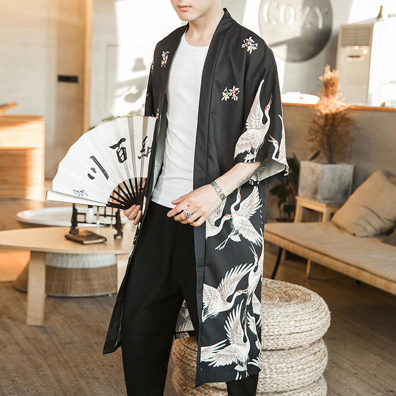 Herren japanische Kimono-Strickjacke, Herren-Samurai-Kostüm, Kleidung, Kimono-Jacke, Herren-Kimono-Shirt M