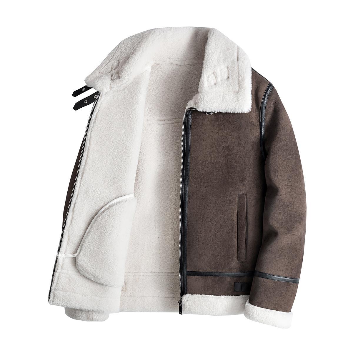 Pelz und Leder Einteiliger Herren Kurz Motorrad Revers Fliegeranzug, Handsome PU Lederjacke, Lederjacke, Herrenjacke XXXXL