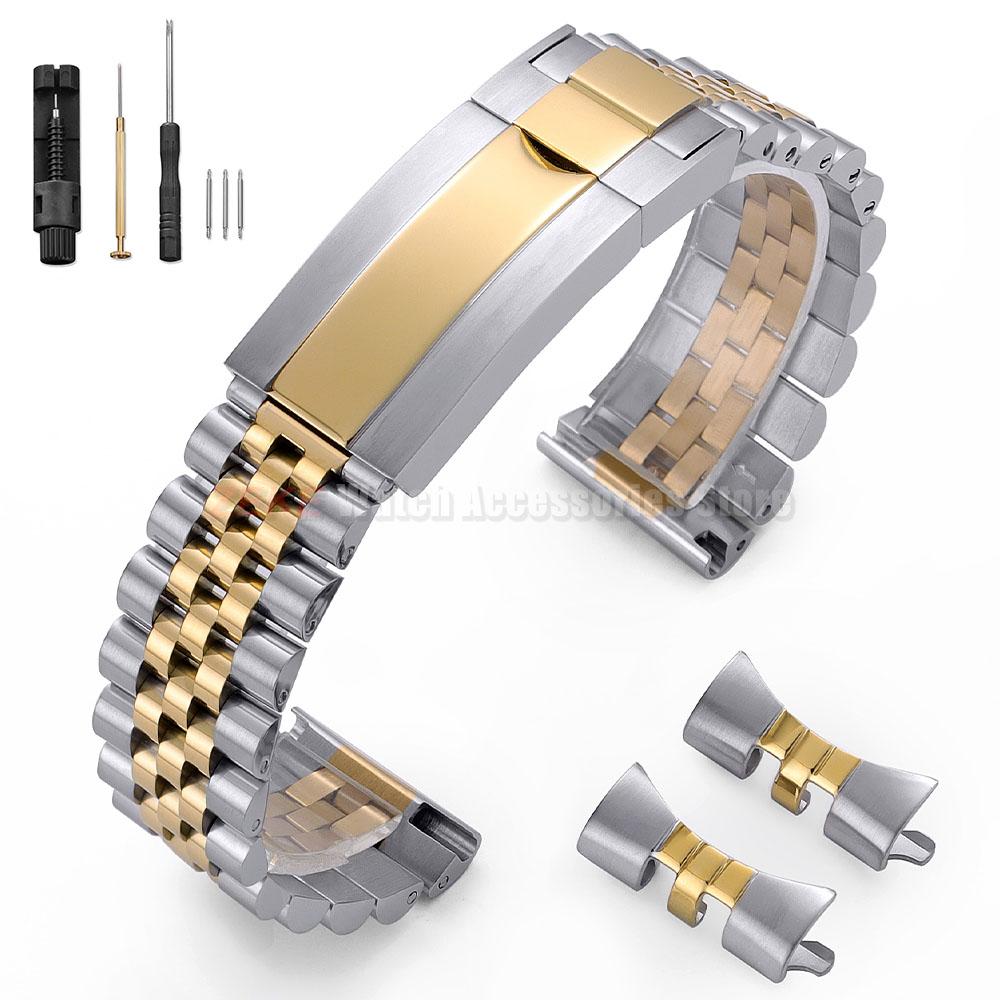 Luxuriöses massives Edelstahl-Uhrenarmband für Rolex DAYTONA GMT SUBMARINER Yacht-Master für Jubilee gebogenes Armband 20mm 22mm 21m 20mm
