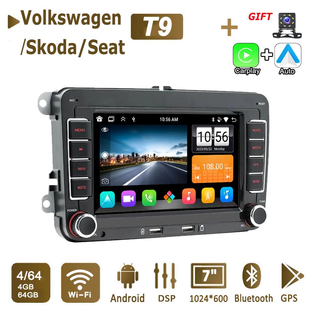 2 Din Android Carplay Autoradio Multimedia-Player Für Volkswagen/Volkswagen/Golf/Polo/Tiguan/Passat/b7/b6/SEAT/Leon/Skoda/Octavia GPS WiFi 4 + 64GB 4+64GB