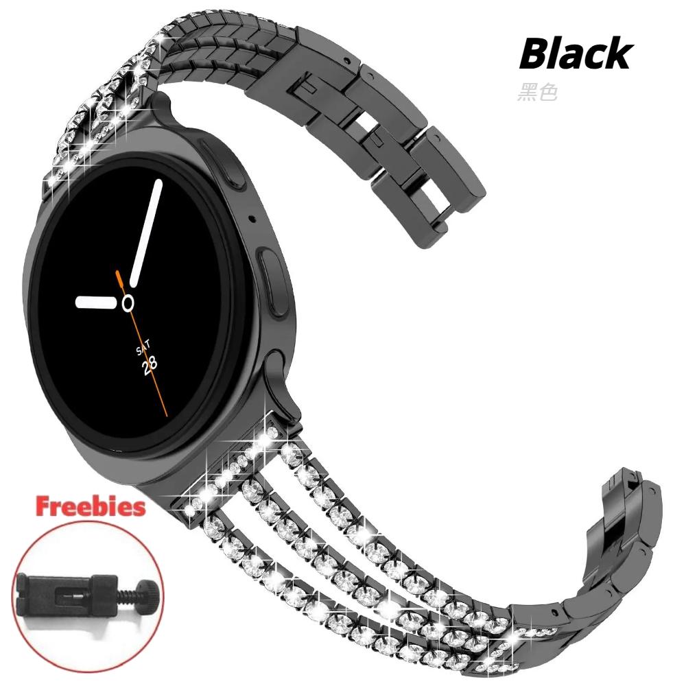 Diamantarmband für Samsung Galaxy Watch 8 Classic 46mm 44mm 40mm Glänzendes Design Luxuriöses Damenarmband für Samsung Galaxy Watch Ultra 2025 47mm Correa Galaxy Watch 8 40mm schwarz