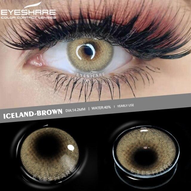 Eyeshare Farbige Kontaktlinsen für die Augen Blaue Kontaktlinsen Braune Augen Kosmetische Farblinsen Augen Beauty Makeup Farblinsen Jährlich 2 Stück/Paar beige