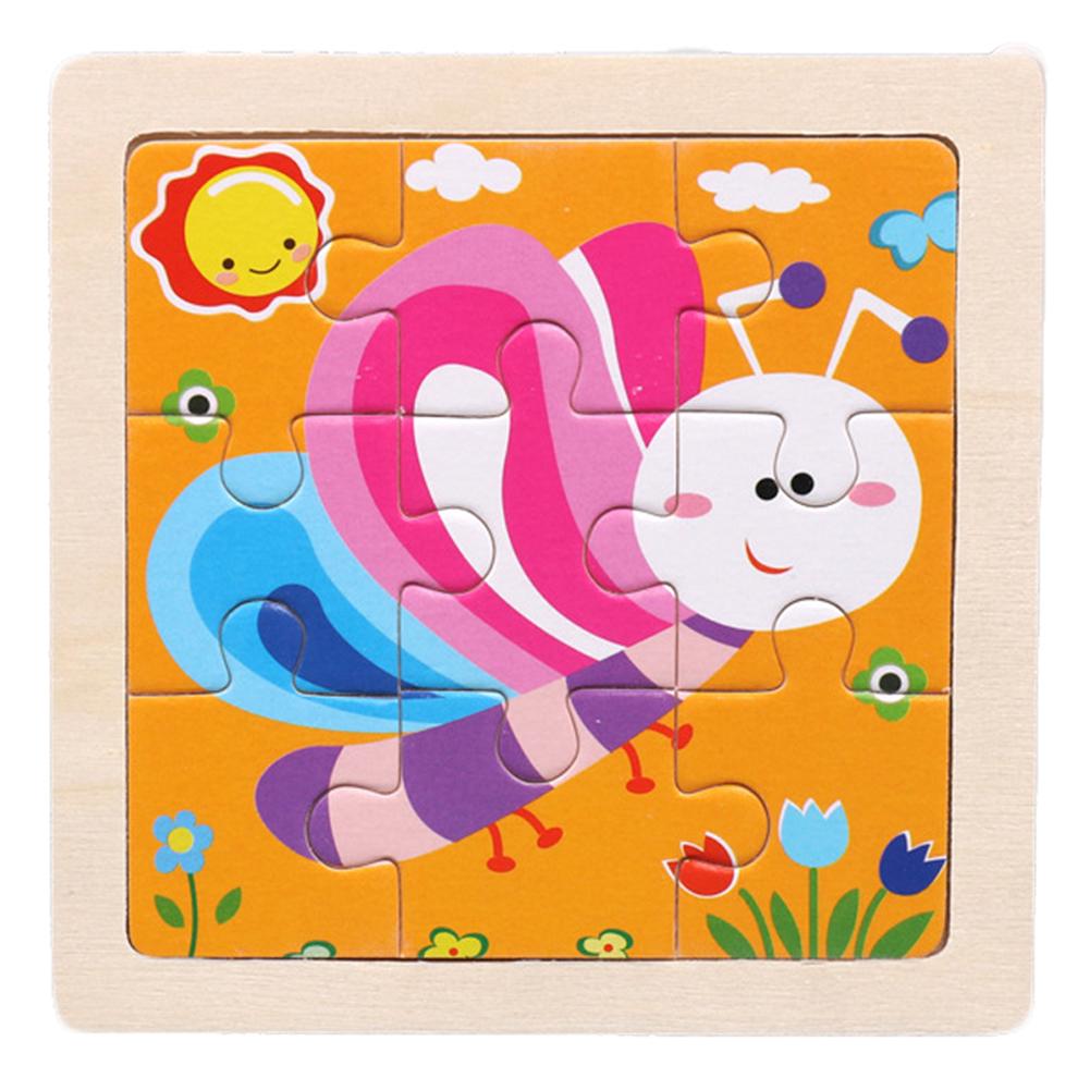 TOYS & TOTS 9 Stücke Holz Cartoon Tiere Puzzle Lernen Bildung Panel Kinderspielzeug Butterfly#
