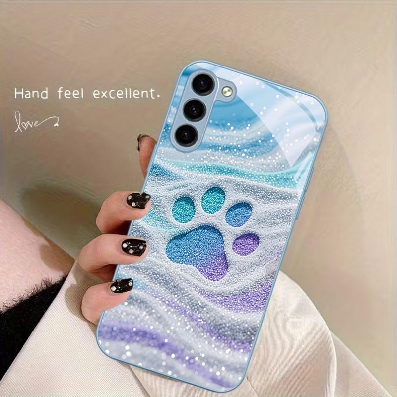 Pastell Glitzer Katzenpfote Mode Handyhüllen Carcasa Glas Handyhülle Fundas für Samsung Galaxy S26 S25 S24 S23 S22 FE Ultra Plus For Galaxy S22 Ultra