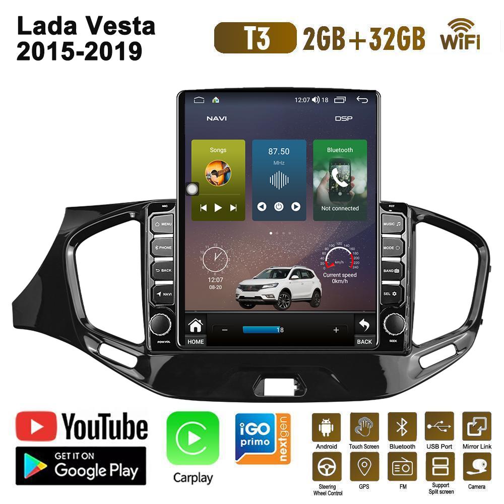 9,7 Zoll Autoradio für Lada Vesta 2015-2019 Android 2 DIN Tesla Vertikalbildschirm Carplay Autoradio Multimedia Player 2 + 32 GB