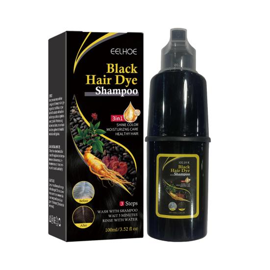 100 ml 3-in-1-Haarfarben-Shampoo ohne Ammoniak, pflanzliche Inhaltsstoffe, feuchtigkeitsspendend, schützendes Haar, schwarze Haarfarbe schwarz