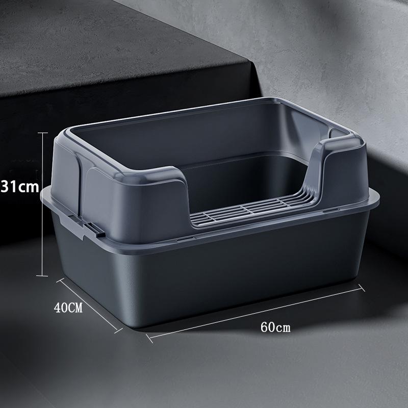 Extra Große Hochwandige Mattierte Edelstahl-Katzentoilette Matte Stainless Steel Litter Box