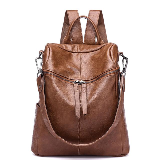 Frauen Rucksack Neue Koreanische Version Rucksack Frauen Alle-spiel Mode Reise Rucksack Frauen Tasche Freizeit Reise Leder Handtaschen One Size braun