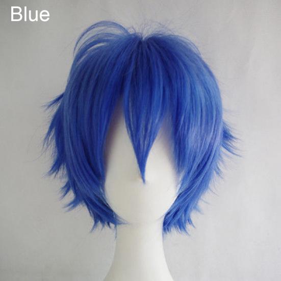 Orion Männer Frauen Multi-Color Kurze Gerade Haarteil Volle Perücke für Anime Party Cosplay One Size blau
