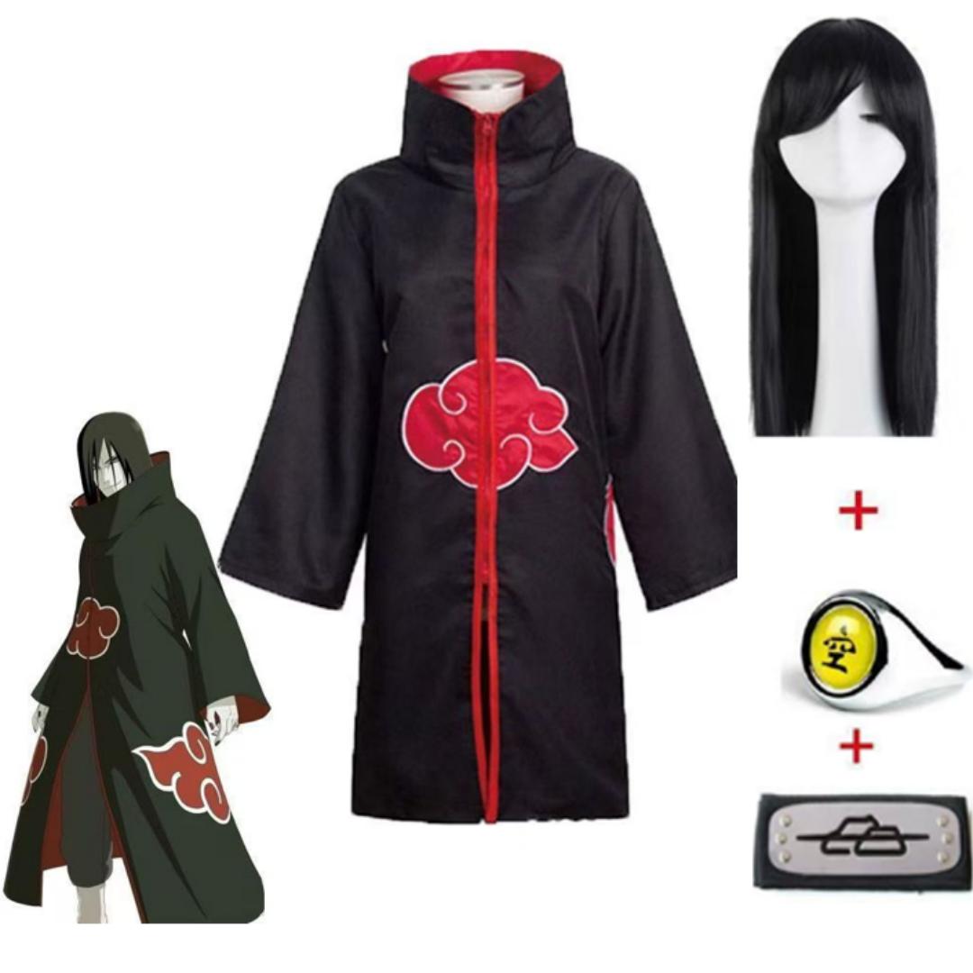 Uzumaki Akatsuki Cosplay Jungen Mädchen Uzumaki Jacke Hose Stirnband Perücke Requisiten Kind Uniform Kunai Halloween Kostüm S schwarz