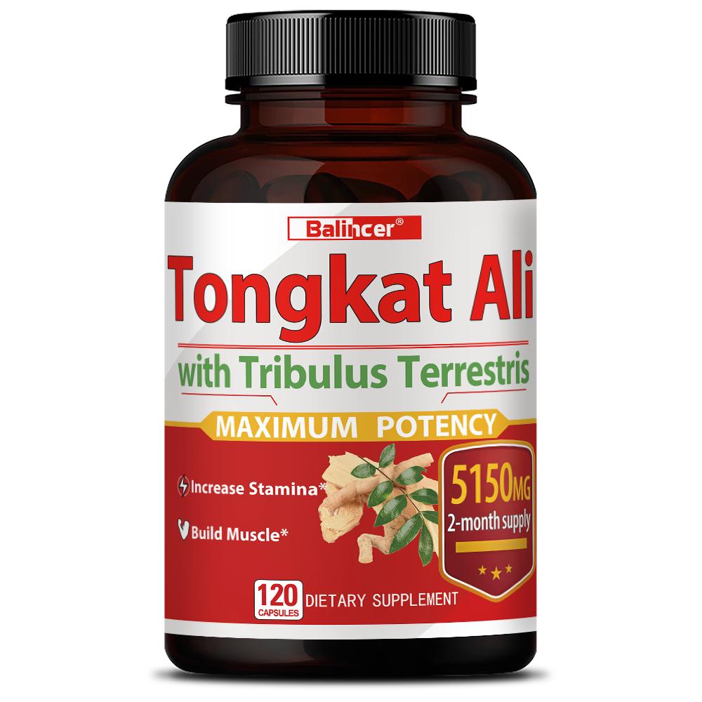 Tongkat Ali 400 mg Nahrungsergänzungsmittel, Mit Schwarzem Pfefferpulver, 120 Kapseln pro Flasche 120 Capsules black
