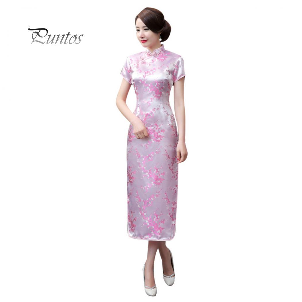 Traditionelles chinesisches Frauen-langes Cheongsam-Brautjungfer-Kurzarm-Abendkleid XXXXL rosa