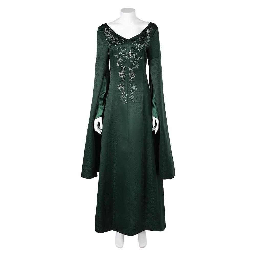 Mittelalterliche Prinzessin Alicent Cosplay Fantasy Stickerei Dunkelgrünes Kleid TV Dragon 2 Cosplay Hauskostüm Verkleidung Damen Outfit M grün