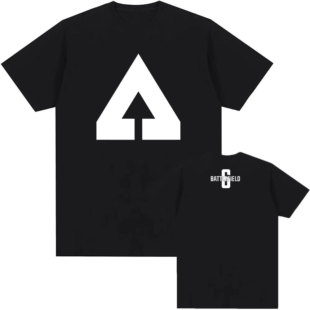 Unisex Kleidung Spiel Battlefield 6 Druck T-Shirts Kurzarm reines Baumwoll-T-Shirt Unisex Streetwear Hip Hop Rundhals Unisex T-Shirt 2XL gray