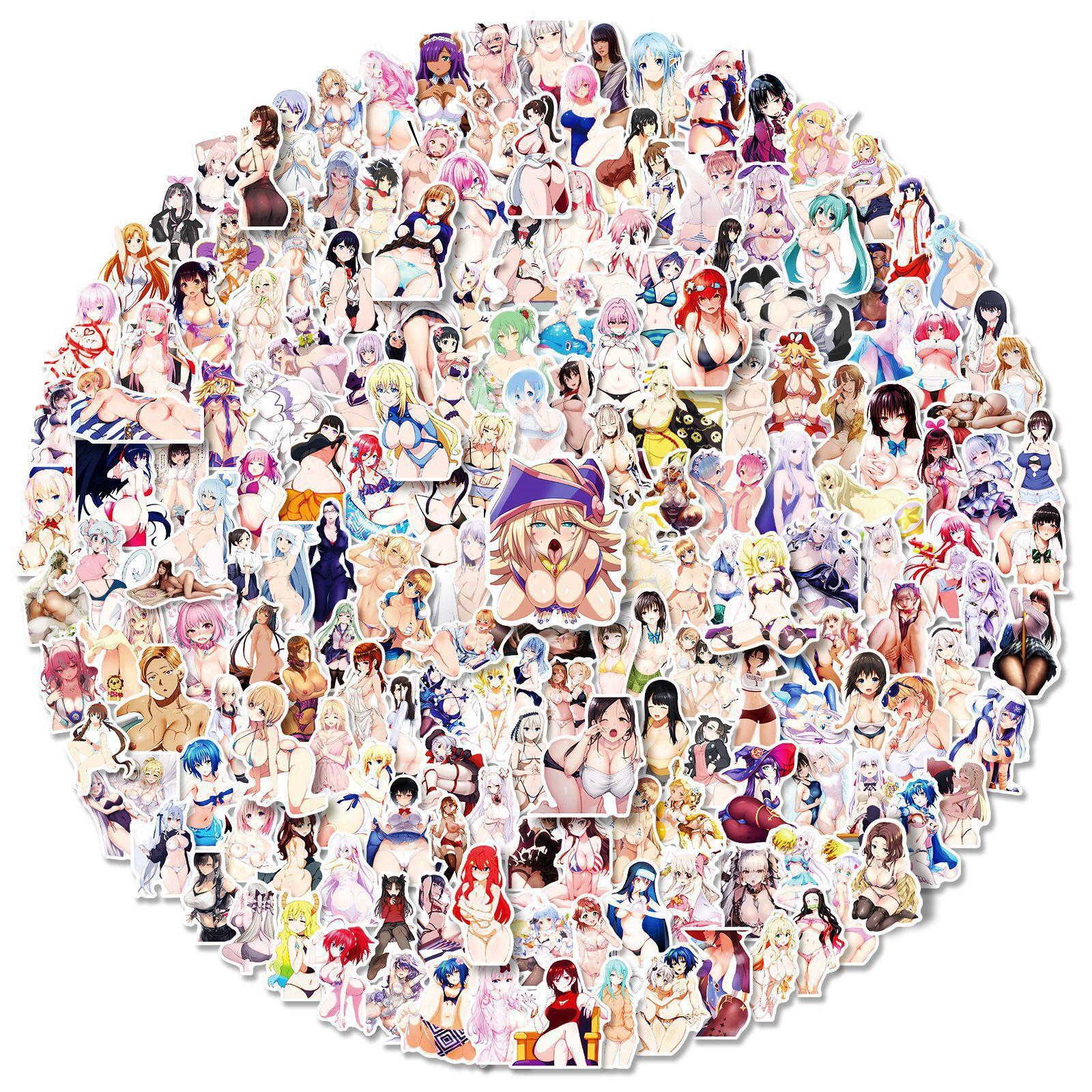 200 sexy Beauty-Sticker, Anime-Sticker mit japanischem Bunny-Girl, das ein Orgasmus-Girl verführt (Loli-Sticker) gray