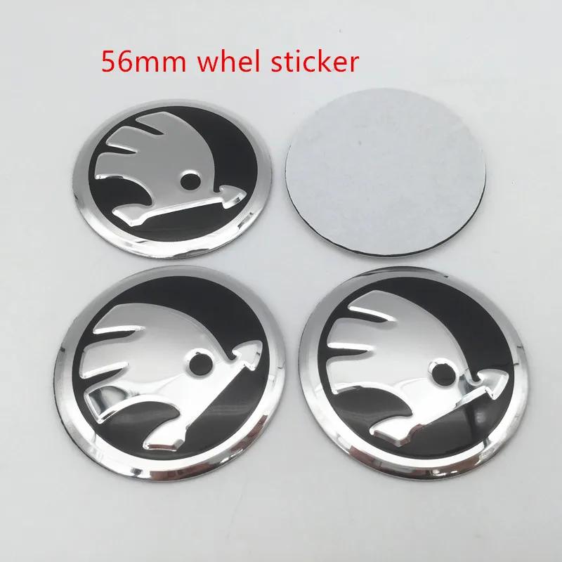 Autoaufkleber 2025 Neu 4 Stück 3D 56mm 60mm 65mm Für Skoda Autoemblem Radnaben-Mittelkappe Abzeichen Abdeckungen Aufkleber Decals Styling Zubehör